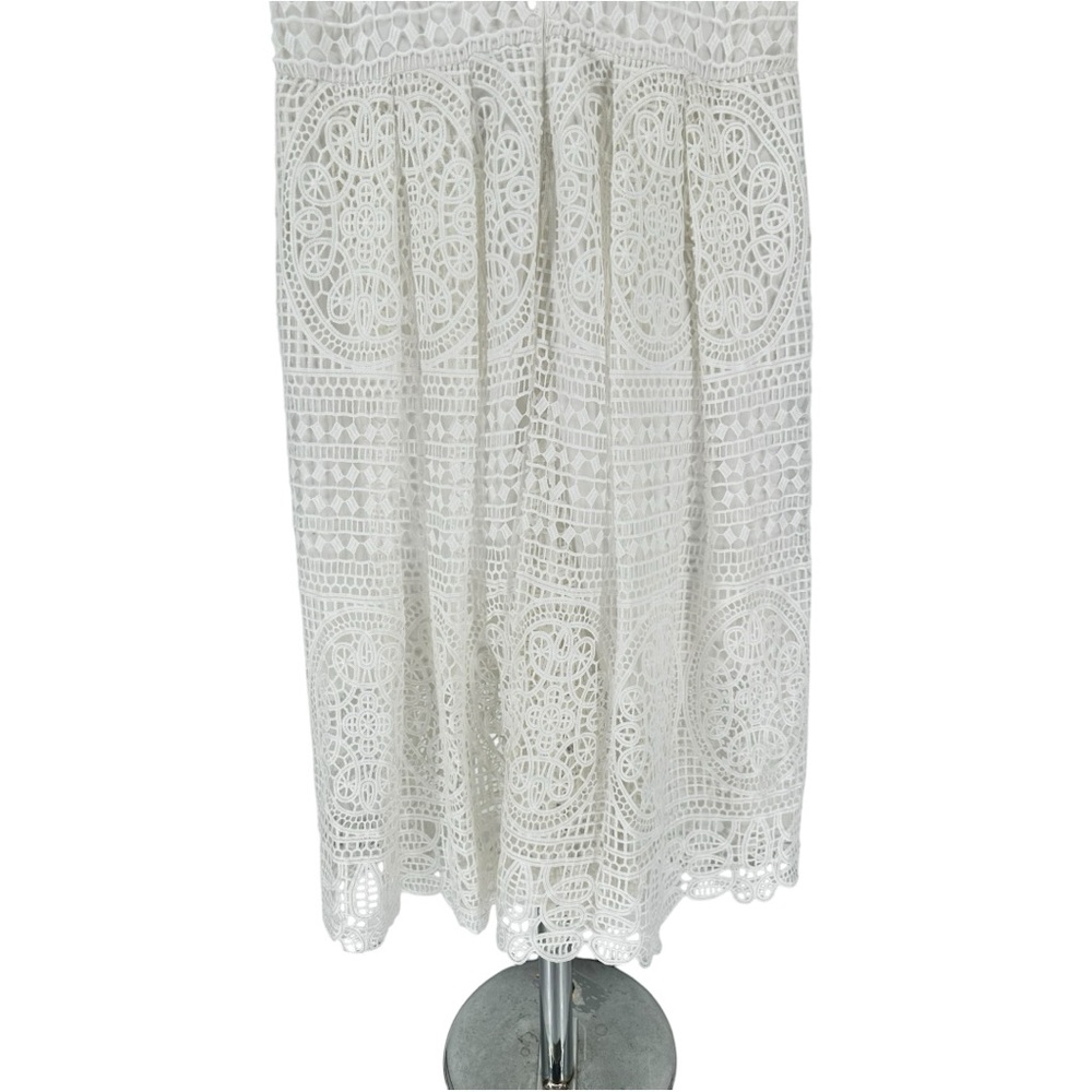 Olivia Culpo x Le Tote White Medallion Lace High Neck Midi Dress size Large - Picture 8 of 13